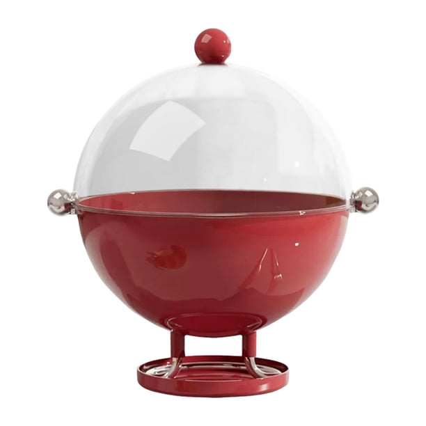Frutero con tapa, recipiente de almacenamiento de gran capacidad con orificios de drenaje, accesorios Rojo