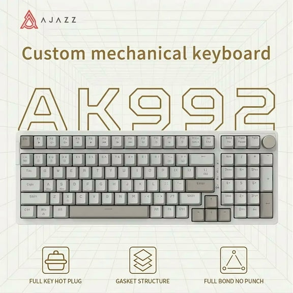 AJAZZ AK992 Wired Mechanical Keyboard Gasket Construction Colorblocked Keycaps Monochrome Backlight 99 Keys