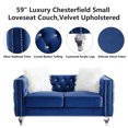 thumbnail image 5 of HUMEHA 59 Inch Navy Blue Velvet Tufted Loveseat, Square Arms with Button Detail, Nailhead Trim, Crystal Acrylic Legs for Living Room, Bedroom, 5 of 8