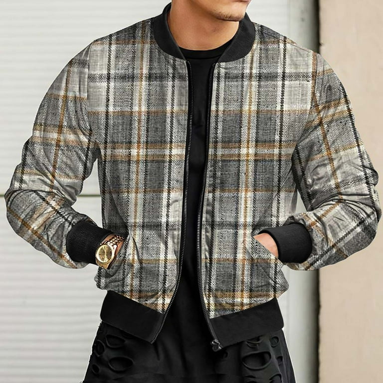 shenzhenyubairong Men's Plaid Texture Coat