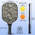 thumbnail image 3 of Pickleball Paddles Set Of 1, Fiberglass Surface, Camouflage Print, 1 Paddle, 2 Balls & Bag, 3 of 5