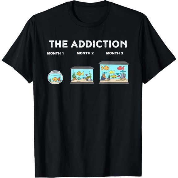 Fish Keeper - Aquarium Lover Gifts & Gift Ideas Unisex Adult Classic Fit Black Aquarium Addiction Funny Aquarium T-Shirt men and women can wear, black, white, gifts