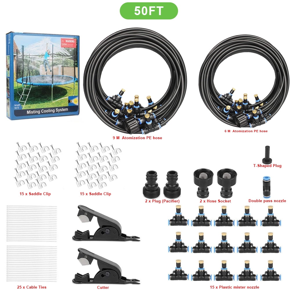 Jahy2Tech 50FT Outdoor Misting Misters Cooling System with 15 Brass