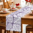 thumbnail image 5 of Table Runners 120 Inches Long Dress Scarves, Palm Tree Monstera Farmhouse Coffee/Dining/Kitchen Table Decor Table Runner for Living Room, Purple White Leaf Boho Botanical Tropical 13x120 Inch, 5 of 9