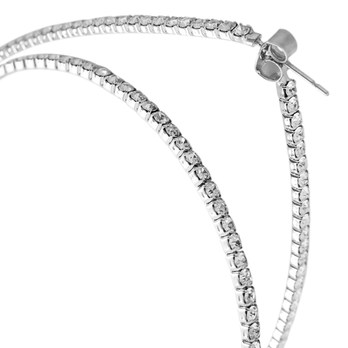 Humble Chic Simulated Diamond Big Hoop Earrings - Rhinestone Teardrop,  Silver-Tone - 3.75 inch