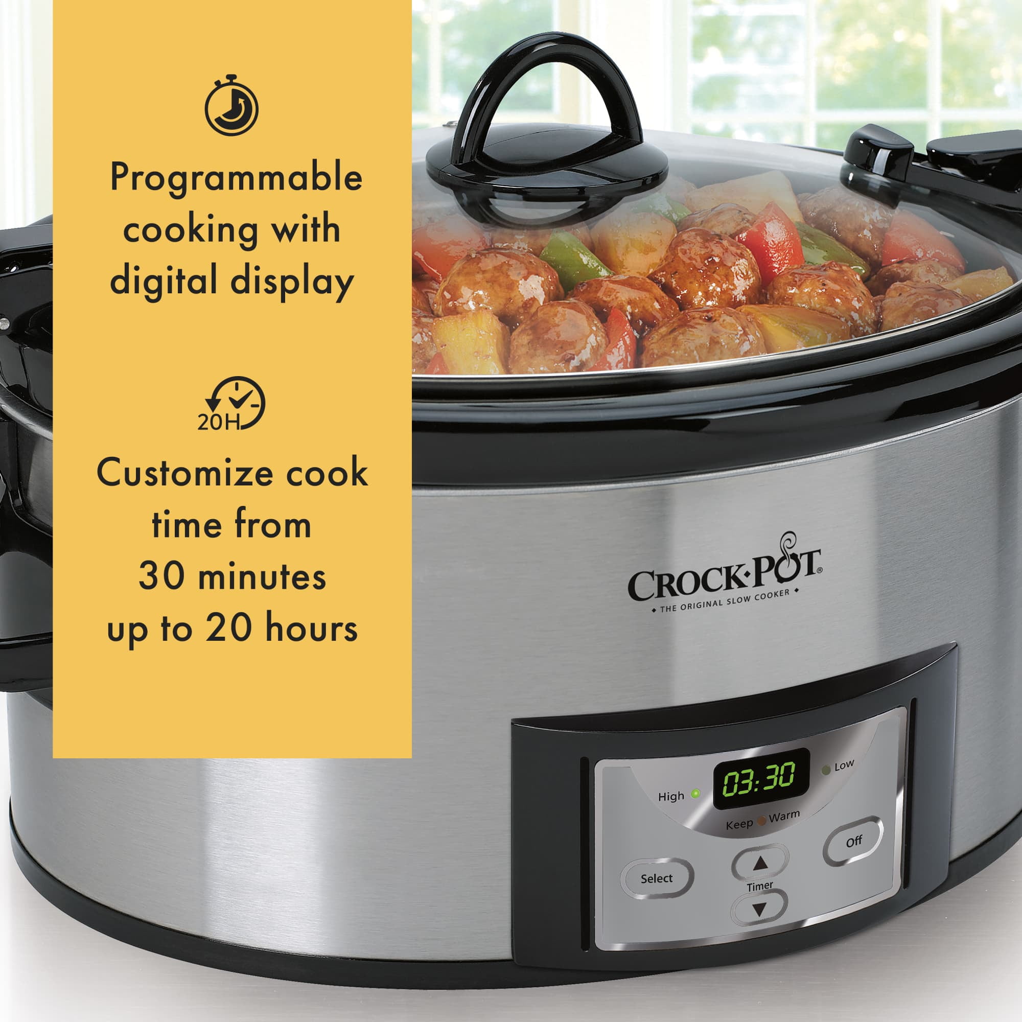 Crockpot 6.0-Quart Cook & Carry Slow Cooker, Programmable, Stainless Steel