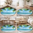 thumbnail image 4 of Round Area Rugs 4Ft, Beach Ocean Waves Non-Slip Washable Circle Rugs Carpet, Summer Tropical Palm Tree Leaves Indoor Outdoor Rug Floor Mats Throw Runner for Bedroom Living Room Bathroom, 4 of 8