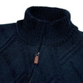 thumbnail image 4 of Men's Casual Fleece-Lined Thickened Geometric Pattern Knitted Zipper Cardigan Jacket, Navy Blue, M, 4 of 4