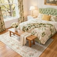 thumbnail image 2 of Lahome Washable 5'x7' Area Rug, Beige Floral Rugs for Living Room, Ultra-Thin Non-Shedding Soft Boho Carpet with Bow Pattern for Bedroom Girls Kids Nursery Dorm, Neutral, Beige, 2 of 8