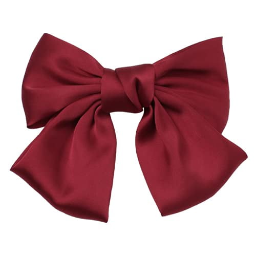 KDDOM Pinzas para el pelo de gasa suave y sedosa, grandes, pasadores con lazo, lazos para el pelo franceses para mujeres y niñas (rojo)