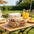 thumbnail image 4 of 4 Compartment Acrylic Serving Tray, Divided Snack Platter with Gold Stand, Appetizer Plate and Fruit Display Tray for Parties, Bars and Home Entertaining, 4 of 7