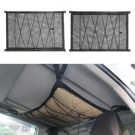 

Car Ceiling Cargo Net Pocket Double Zipper Roof Organizer Mesh Car Roof Sundries Storage Bag for Outdoor