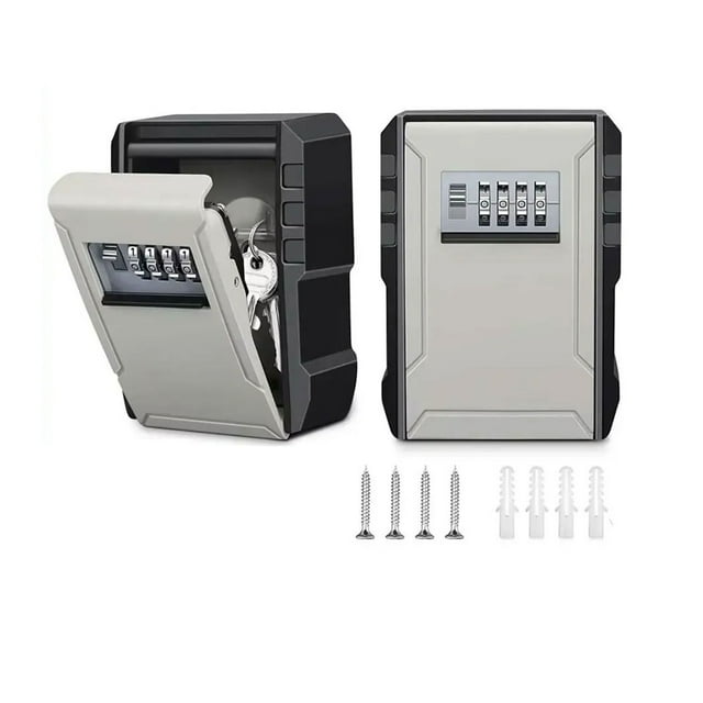 Metal Password Key Box Wall Mounted 4 Digits Password Storage Box Waterproof Anti ,Easy to Install