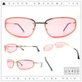 thumbnail image 2 of Rimless Narrow Rectangle Wrap Luxury Metal Rim Oversized Sunglasses Gold - Pink, 2 of 8