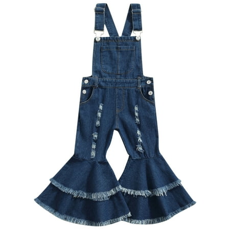 

Sunisery Toddler Infant Baby Girls Suspender Blue Solid Color Sleeveless Denim Overalls Blue 4-5 Years