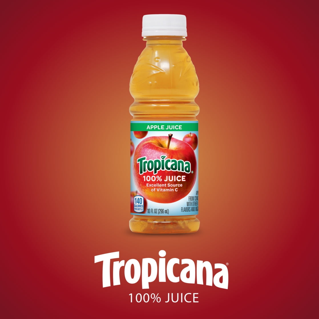 Tropicana 100% Apple Juice, 10 fl oz Bottles (24 Pack)