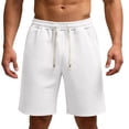 thumbnail image 2 of Men's Big & Tall 5" 7" 9" Jacquard Sweat Shorts - Pull On Soft Lounge Drawstring Sweatpant Athletic Gym Workout Short with Pockets Size M-5XL White, 2 of 6