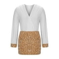 thumbnail image 5 of Mceream Women's Sequin Patchwork Bodycon Mini Dress, V-Neck Wrap Top, Sparkly Glitter, Club, Night Out, Party, Prom White L, 5 of 7