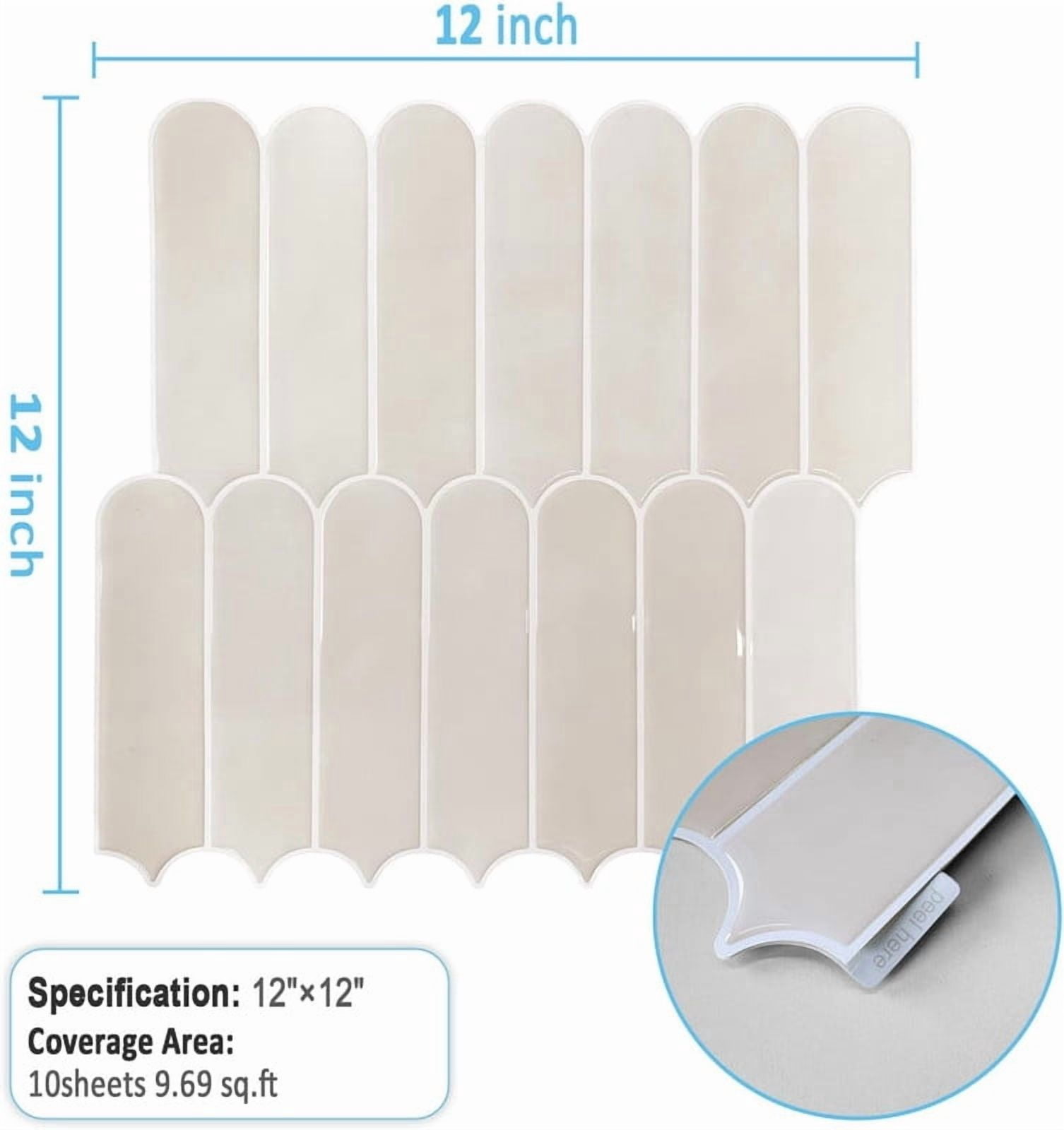 Easy4Home 10Pcs 3D Peel and Stick Backsplash 12"x12" Self-Adhesive Wall Tile for Kitchen Bathroom, Beige