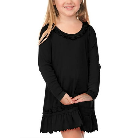 Kavio! Little Girl 3-6X Sunflower Long Sleeve Dress Black