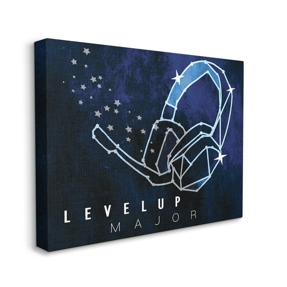 Stupell Industries Level Up Major Gaming Quote Space Stars Headset,24 x 30,Designed by Daphne Polselli