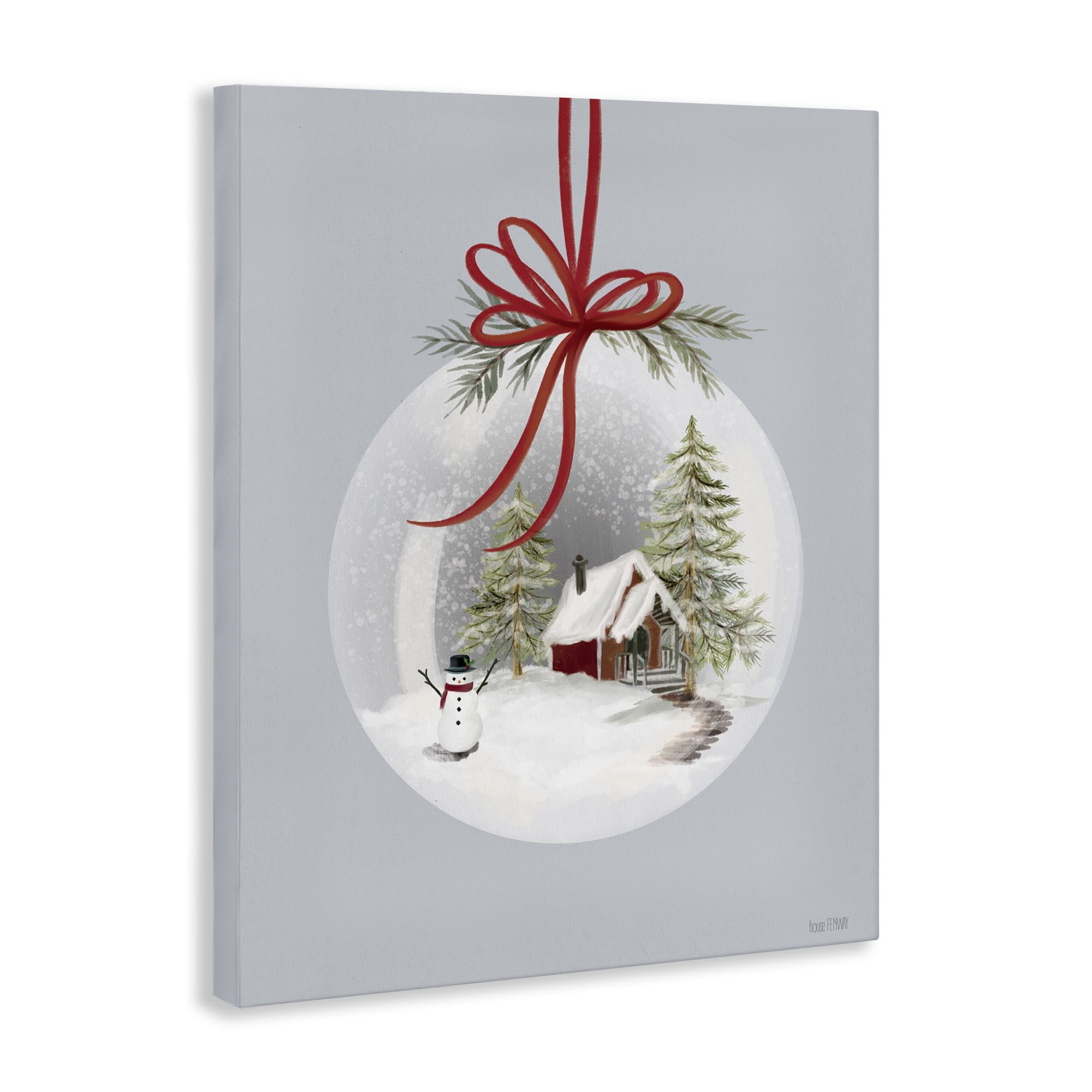 Stupell Industries Cottage Scene Snowglobe Holiday Painting Gallery Wrapped Canvas Art Print Wall Art, 36 x 48
