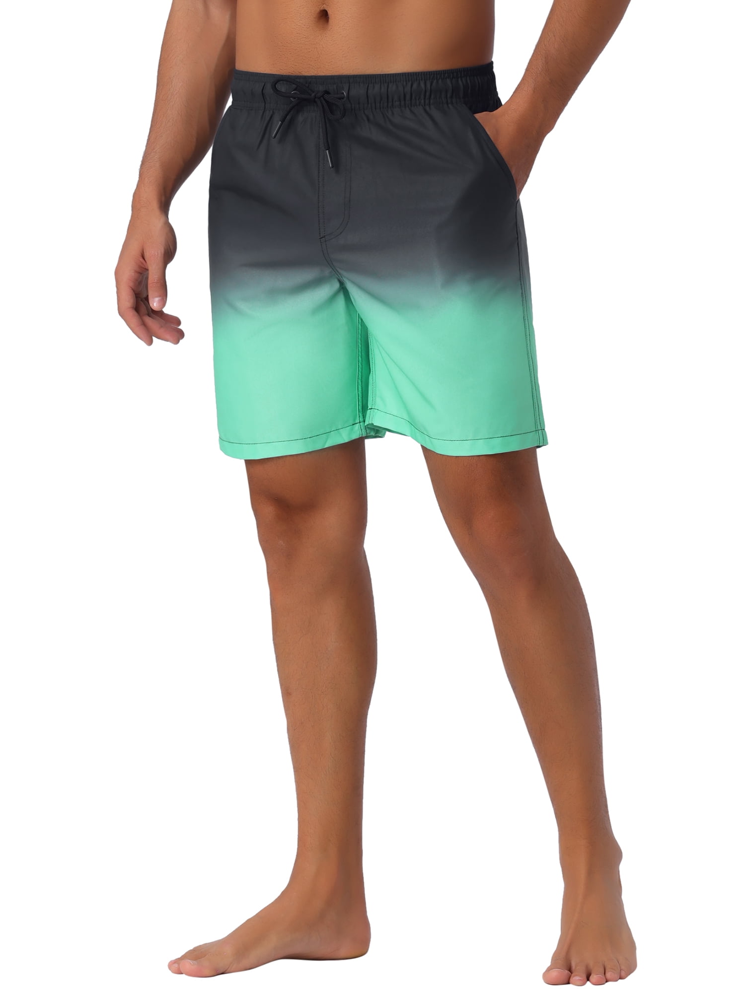 INSPIRE CHIC Father's Day Men's Gradient Color Drawstring Elastic Waist Lining Summer Swimming Trunks 30 Light Green