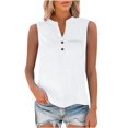 thumbnail image 5 of Summer Tops for Women 2026 Trendy Sleeveless Cotton Linen Shirt Casual Button v Neck Tunic Blouses Outfits, 5 of 7