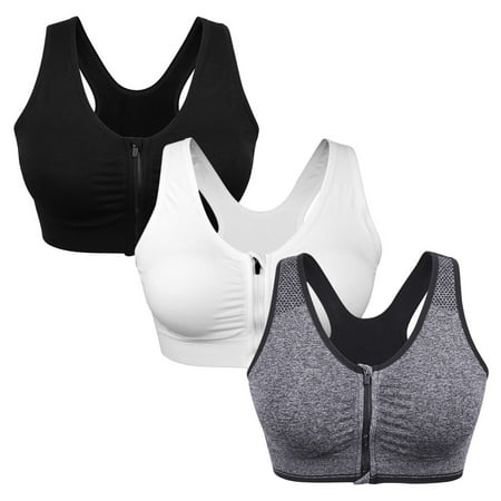 

Women s Zip Front Closure Sports Bra Seamless Wirefree Active Workout Gym Yoga Bras