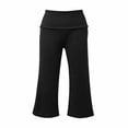 thumbnail image 4 of LPKRT Girls Soft Capri Flared Pants High Waist Solid Color Cropped Wide Leg Pants Stretch Comfort Yoga Pants Black 7-8 Years, 4 of 4