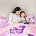 thumbnail image 4 of Erosebridal Flying Butterflies Full Size Comforter Sets 3 Pieces For Teens,Girls Spring Garden Flowers Bedding Sets,Pink Purple,Pink Reversible, 4 of 6