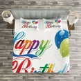 thumbnail image 3 of Ambesonne Birthday Quilted Bedspread Set 3 Pcs, Modern Writing Balloon, King Size, Multicolor, 3 of 3