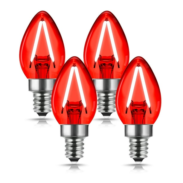 Red LED Light Bulb, C7 Candelabra LED Light Bulbs, E12 Base, 20W