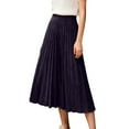 thumbnail image 5 of oqasdz Knitted Midi Skirt Elegant Flared Hem A Line Blend Flowy Pleated Skirts for Women Solid Color Casual Loose Soft Daily Wear Long Skirt, 5 of 6