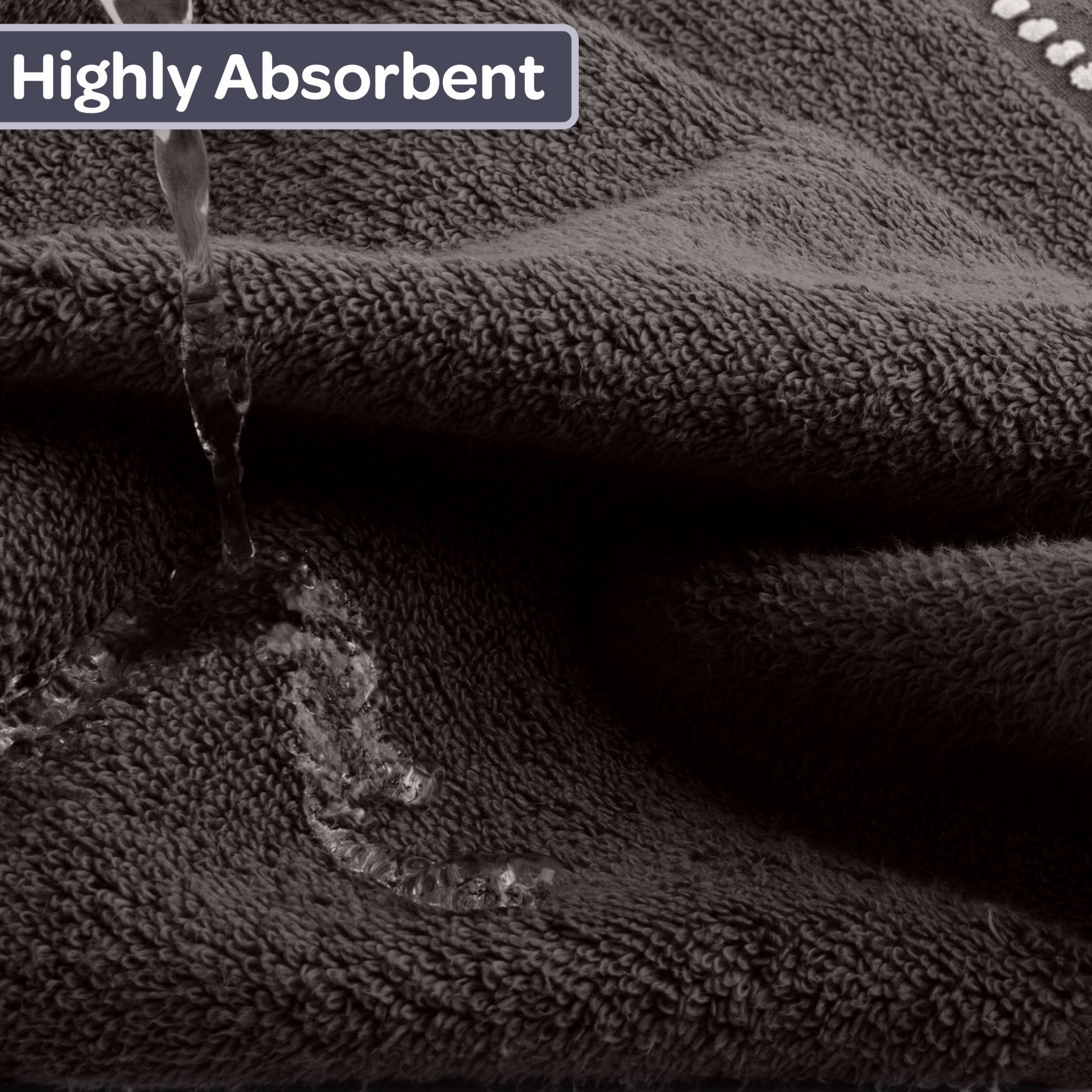 Lavish Home 6-Piece Quick Dry Bath Towels Set - 100% Cotton Towel Set for Bath, Gym, and Spa (Charcoal)