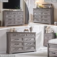 thumbnail image 4 of ACCOHOHO Farmhouse 9 Drawers Dresser, Rustic Wood Dresser Chest of Drawers for Bedroom，TV Stand with Large Drawers for Living Room，Grey, 4 of 5