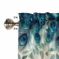 thumbnail image 5 of Peacock Feather Kitchen Curtains and Valances Set, Teal Blue Green Leaf Abstract Rod Pocket Window Valance 18 Inch Window Curtain Panels for Living Room Bedroom Laundry, 27.5x36in, 3 Pieces, 5 of 7