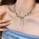 thumbnail image 3 of Collar Irregular para mujer, colgante de estrella de piedra de ojo de gato, circonita, perla, gota de agua, cadena OT, joyería diaria Simple de moda, 3 of 5