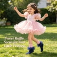 thumbnail image 2 of TELOLY 2Pairs Kids Socks,4-6 Years Old Ruffle Socks,3D Anti-Slip Heel Lace Socks,Combination2, 2 of 7