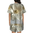 thumbnail image 6 of Fotbe Elegant Ivory Flower Print Pajama Set for Women 2 Piece Loungewear Short Sleeve Tops and Shorts Set Soft Sleepwear-Large, 6 of 7