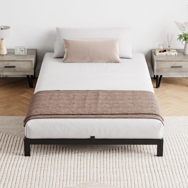 6" Twin-XL Metal Bed Frame with Under Bed Storage, Heavy Duty Platform Bed with Steel Slats Support, Noise-Free Mattress Foundation, No Box Spring Needed, Easy Assembly, Black