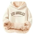 thumbnail image 2 of HUAXUN-Girls Sherpa Lined Hoodies Cute Graphic Hooded Sweatshirts Loose Comfy Long Sleeve Hoodie Winter Warm Pullover Tops with Pockets(Beige,3-4Years), 2 of 5