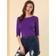 thumbnail image 3 of CamiseAjustaCon Cuello Redondo Y Mangas Al Codo PaMujer Morado oscuro S, 3 of 6