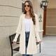 thumbnail image 3 of Cárdigan de punto de color sólido con cuello en V y tiras para mujer europea y americana, temperamento de otoño e invierno, chaqueta suéter verde larga, 3 of 4