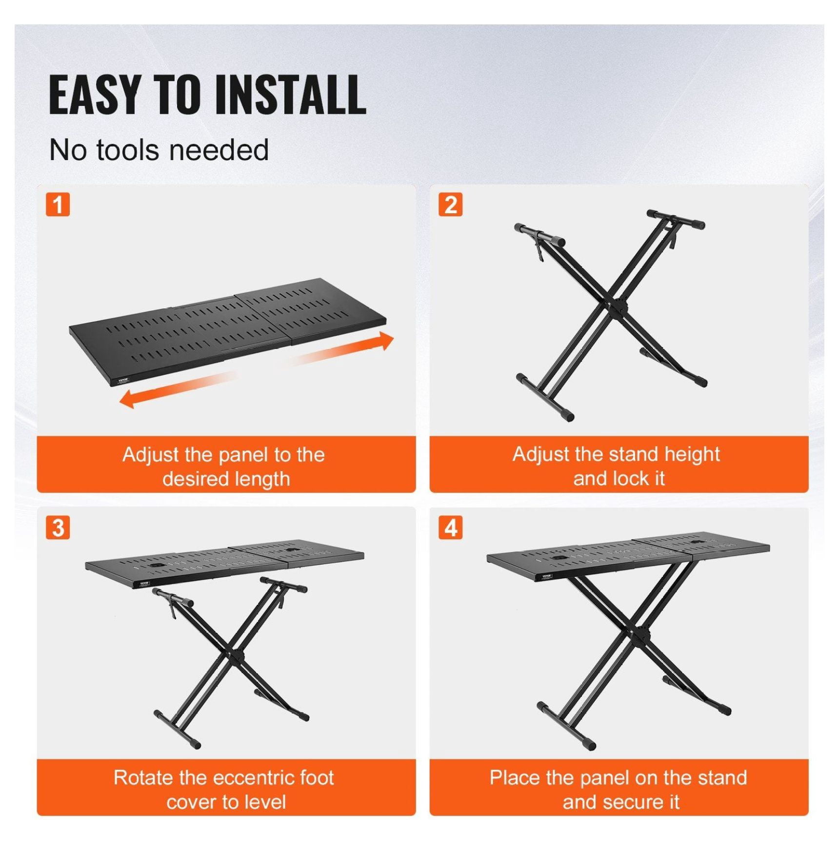 DJ Table Stand, Portable Adjustable Height DJ Equipment Table with Keyboard Shelf, Heavy Duty Alloy Steel, 32-43 Inch Tabletop, for Stage, Club, Party