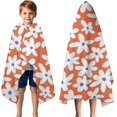 thumbnail image 3 of Orange Daisy Flower White Petals Pattern Hooded Bath Towel，50"x30" for Ages 3 To 12 Kids, Quick Dry Lightweight Soft Microfiber Hood Beach Towel Cover Up for Kids, 3 of 7