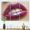 thumbnail image 2 of Designart ' Girl Lips Pink Lipstick and Sequins ' Modern Canvas Wall Art Print, 2 of 3