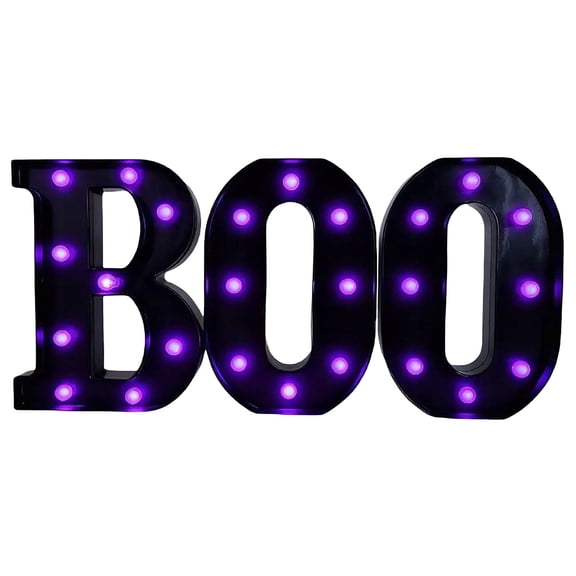 Halloween Decorations Indoor,"BOO" Sign 3 LED Light up Letters for Home Fireplace Room Desk Mantel Table Vintage Gothic Party Halloween Indoor Decor