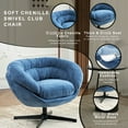 thumbnail image 5 of 360° Swivel Chair With Chenille Upholstery, Navy Blue, Removable Cushion, Metal Base For Home Decor Blue Upholstered Seat, Office Space, 5 of 6