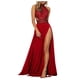 thumbnail image 1 of Moda mujer sexy encaje sin mangas espalda descubierta vestido de fiesta largo sólido vestido de hendidura alta Pompotops  ghjkhdj1076, 1 of 6